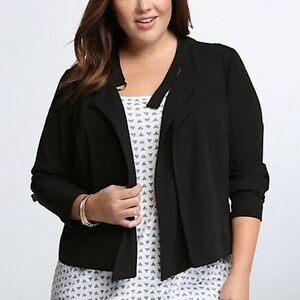 Torrid Lightweight Drape Front Blazer Black 2X black new without tags